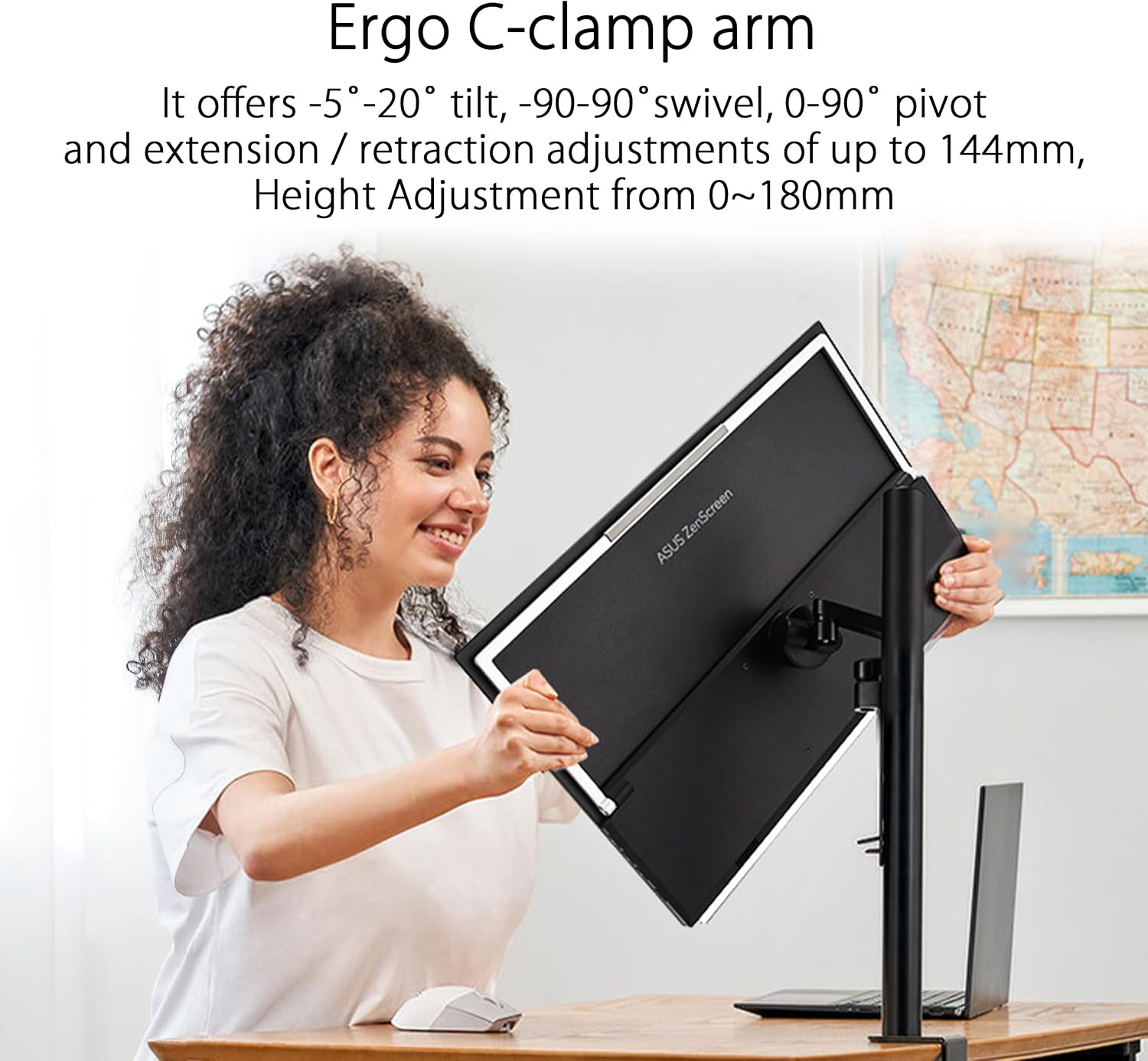 ASUS ZenScreen 22' (21.5 viewable) 1080P Portable Monitor (MB229CF) – Full HD, IPS, 100Hz, USB-C PD 60W, Speakers, Carrying Handle, Kickstand, C-clamp Arm, Partition Hook, Subwoofer, 3 yr Warranty