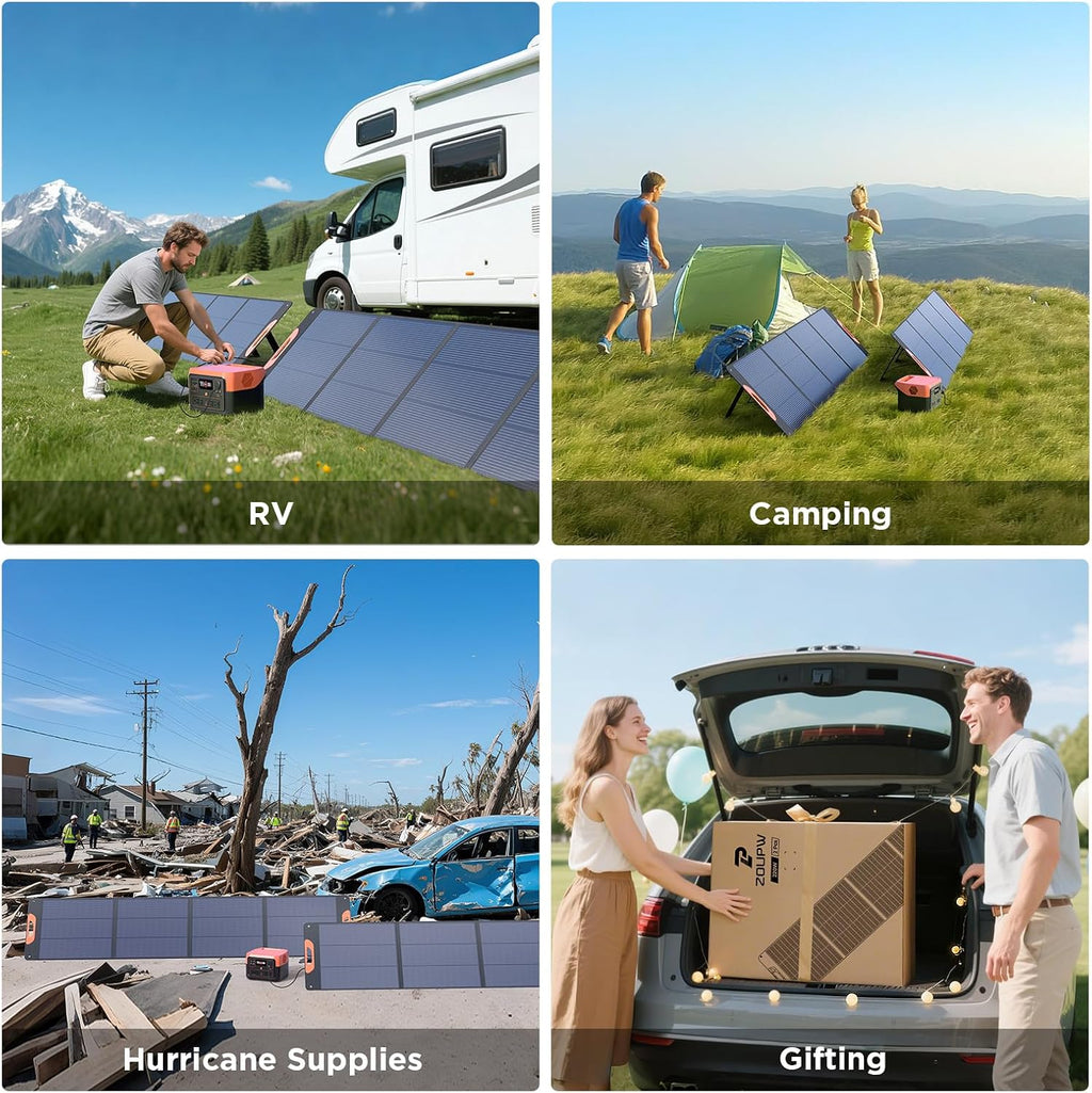 ZOUPW 440W (2x220W) N-Type 16BB Portable Solar Panel,25% High Efficiency Foldable Solar Charger for Jackery 1000 V2/Anker Solix/Ecoflow/Bluetti,IP67 Waterproof for RV Camping Emergency Power Supply