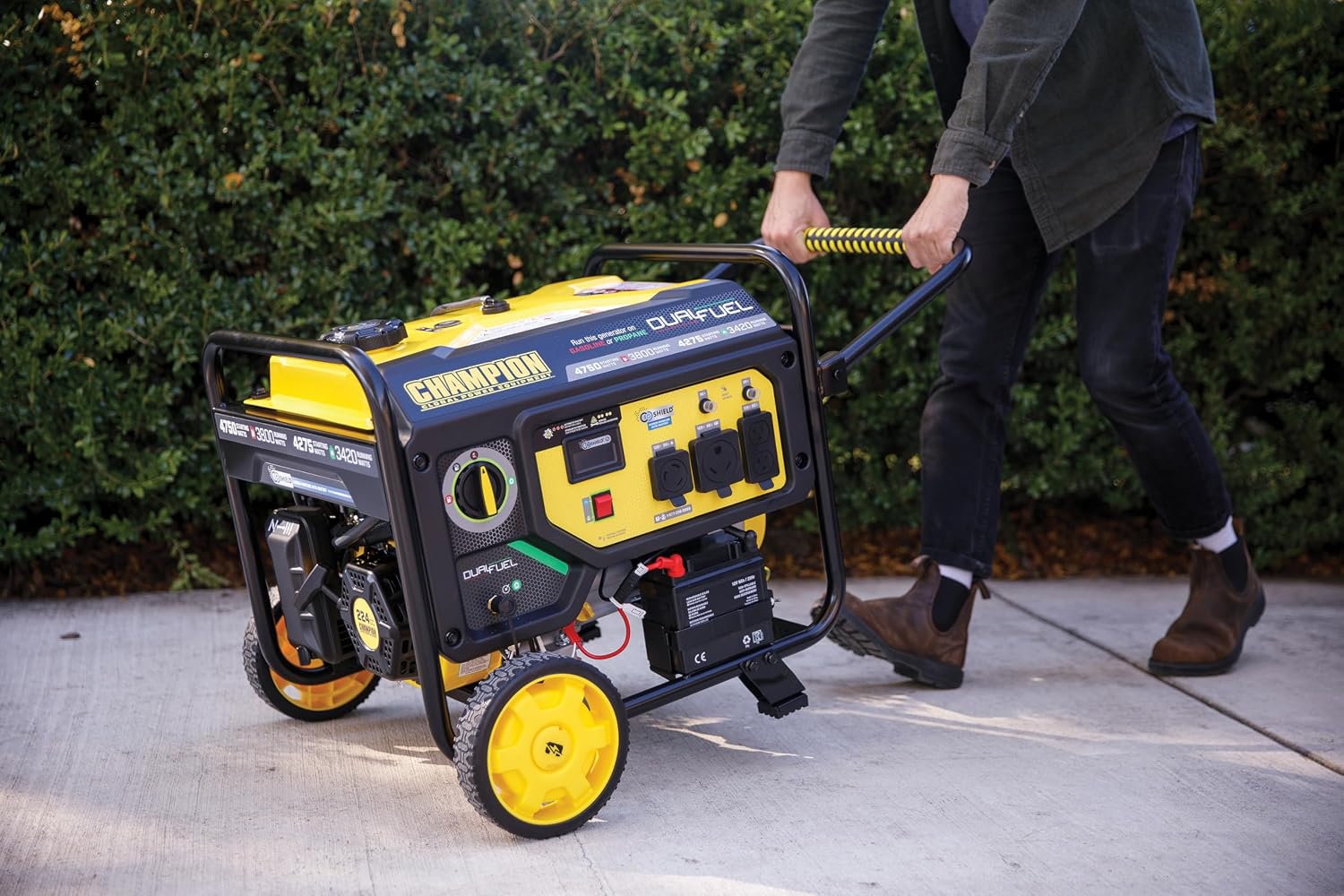 Champion Power Equipment 4750-Watt Electric Start Dual Fuel RV Ready Portable Generator with CO Shield, CARB Compliant