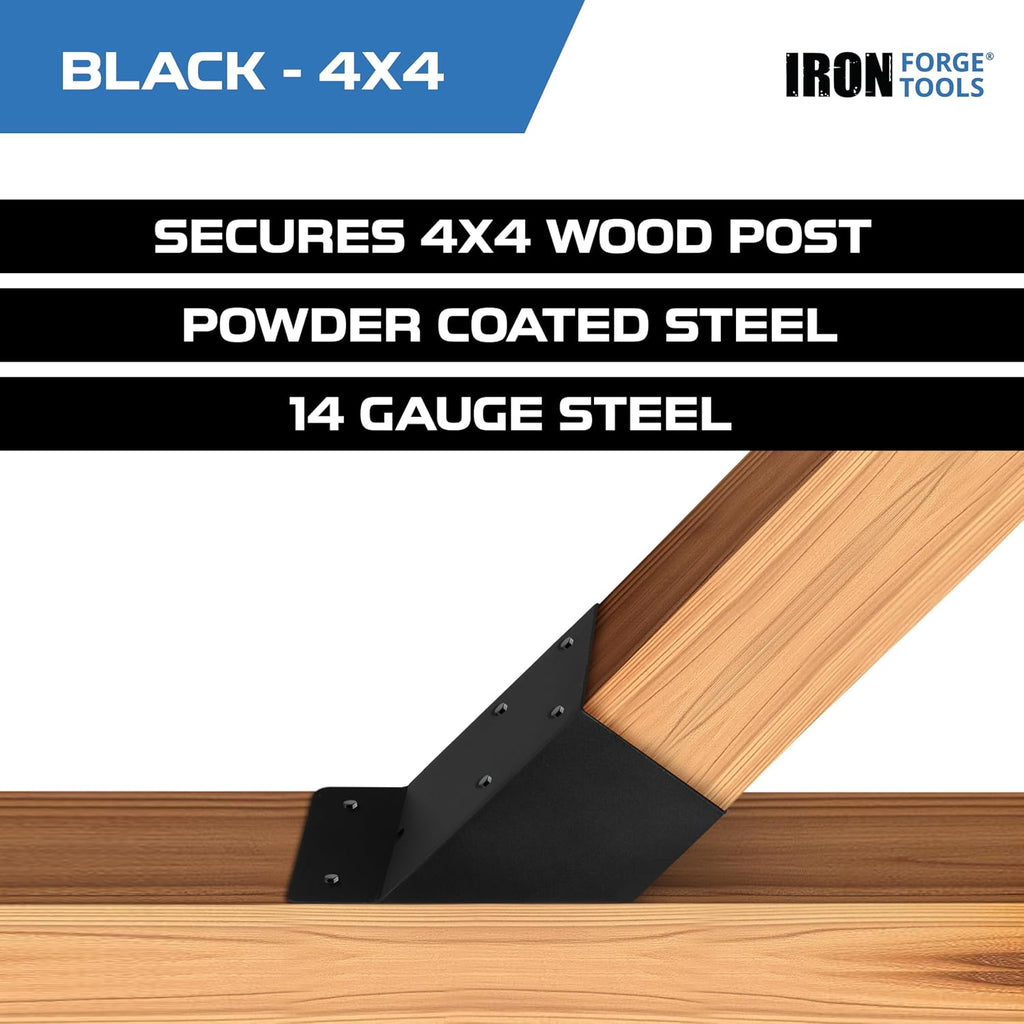 Iron Forge Tools 4x4 Pergola Brackets - 8 Pack Powdercoated Steel Corner Pergola Kit - 45 Degree Angle Bracket Angle Brace for DIY Installation - Hardware Kit and Accessories, Roof Gazebo Kits