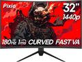 Pixio PXC328 32 inch 180Hz Refresh Rate QHD 1440p Resolution 1500R Curved Fast VA Panel 1ms GTG Response Time Adaptive Sync HDR Curved Gaming Monitor