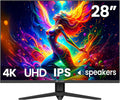 CRUA 28'' Monitor, 4K UHD+(3840×2560P)IPS 60Hz Computer Monitors, 15:10 Aspect Ratio, 10Bit Color, Built-in Speakers, Ultra-Clear PC Display Support HDMI 2.0 & DP1.4, Type-C Port, Wall Mountable–Black