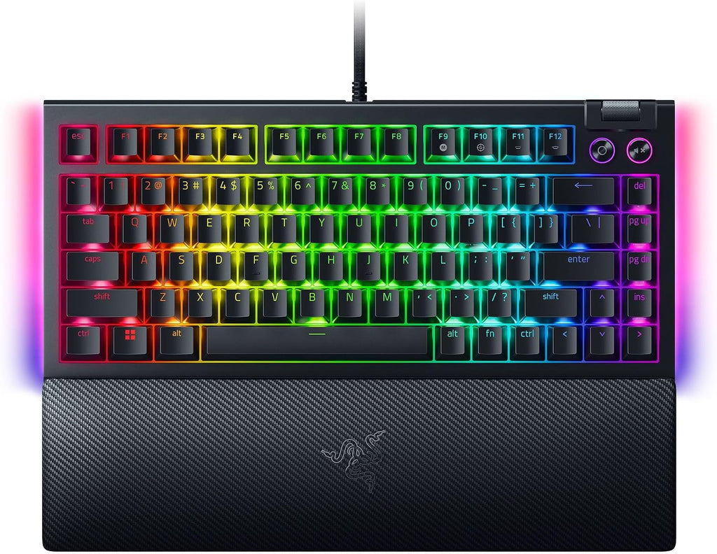 Razer BlackWidow V4 75% Mechanical Gaming Keyboard: Hot-Swappable Design - Compact & Durable - Orange Tactile Switches - Chroma RGB - MF Roller & Media Keys - Comfortable Wrist Rest - Black