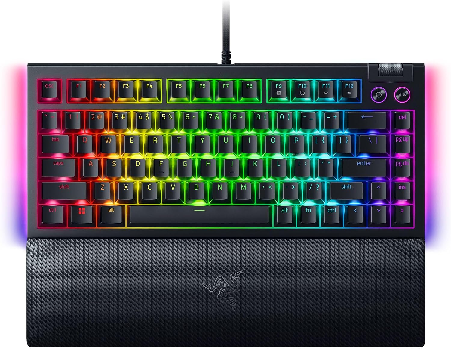 Razer BlackWidow V4 75% Mechanical Gaming Keyboard: Hot Swappable Design - Compact & Durable - Orange Tactile Switches - Chroma RGB - Roller & Media Keys - Wrist Rest Snap Tap - Black
