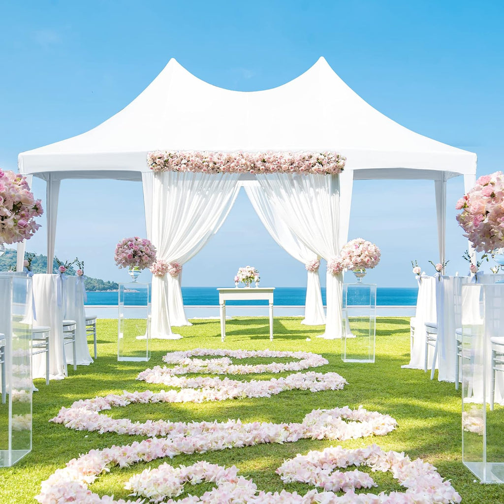 EROMMY 20'x15' Party Tent, White Wedding, Octagonal Heavy Duty Canopy with 6 Removable Sidewalls, 6 Church Windows and 2 Pull-Back Doors, Outdoor Gazebo Pavilion for Party, Wedding, Event