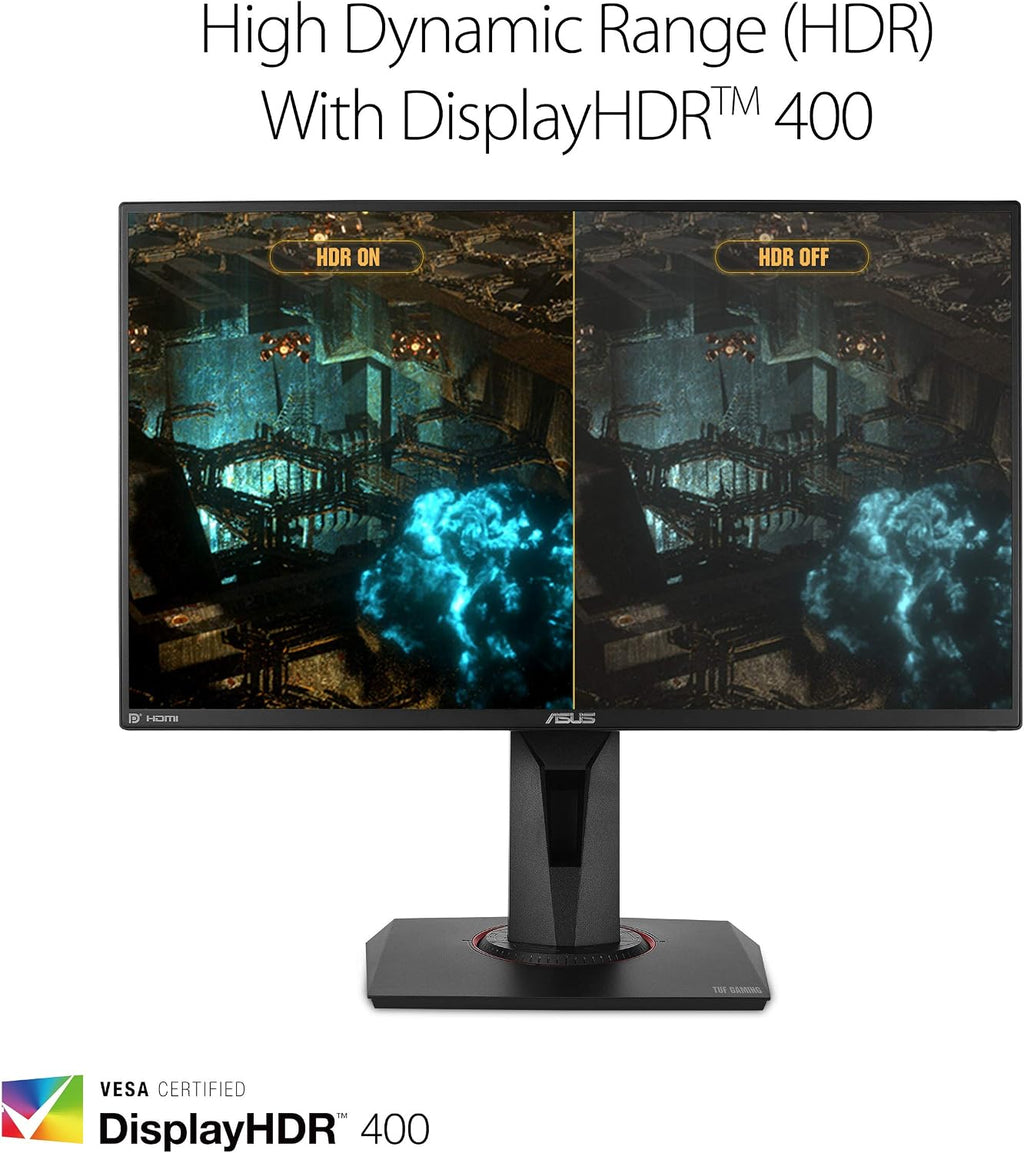ASUS TUF Gaming VG259QM 24.5' Monitor, 1080P Full HD (1920 x 1080), Fast IPS, 280Hz, G-SYNC Compatible, Extreme Low Motion Blur Sync,1ms, DisplayHDR 400, Eye Care, DisplayPort HDMI Black
