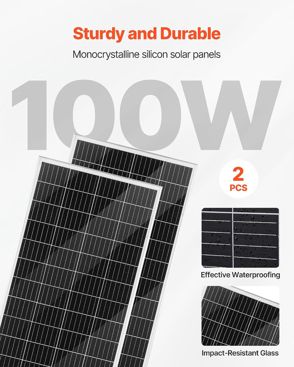 VEVOR 12V 600W Solar Wind Power Kit, 2PCS 100W Solar Panel + 400W Wind Turbine + 12.8V 100Ah LiFePO4 Battery + 1000W Power Inverter + MPPT Hybrid Controller for Home RV Boat Off-Grid Applications