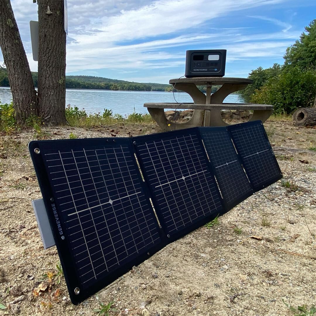 Geneverse 1210Wh Solar Generator Bundle: 1X HomePower ONE PRO Power Station (3X 1200W AC Outlets) + 2X 100W Mini Solar Panels. Indoor-Safe, LiFePO4 Backup Battery Generator for Home. (60-GVUS-SG2M2)