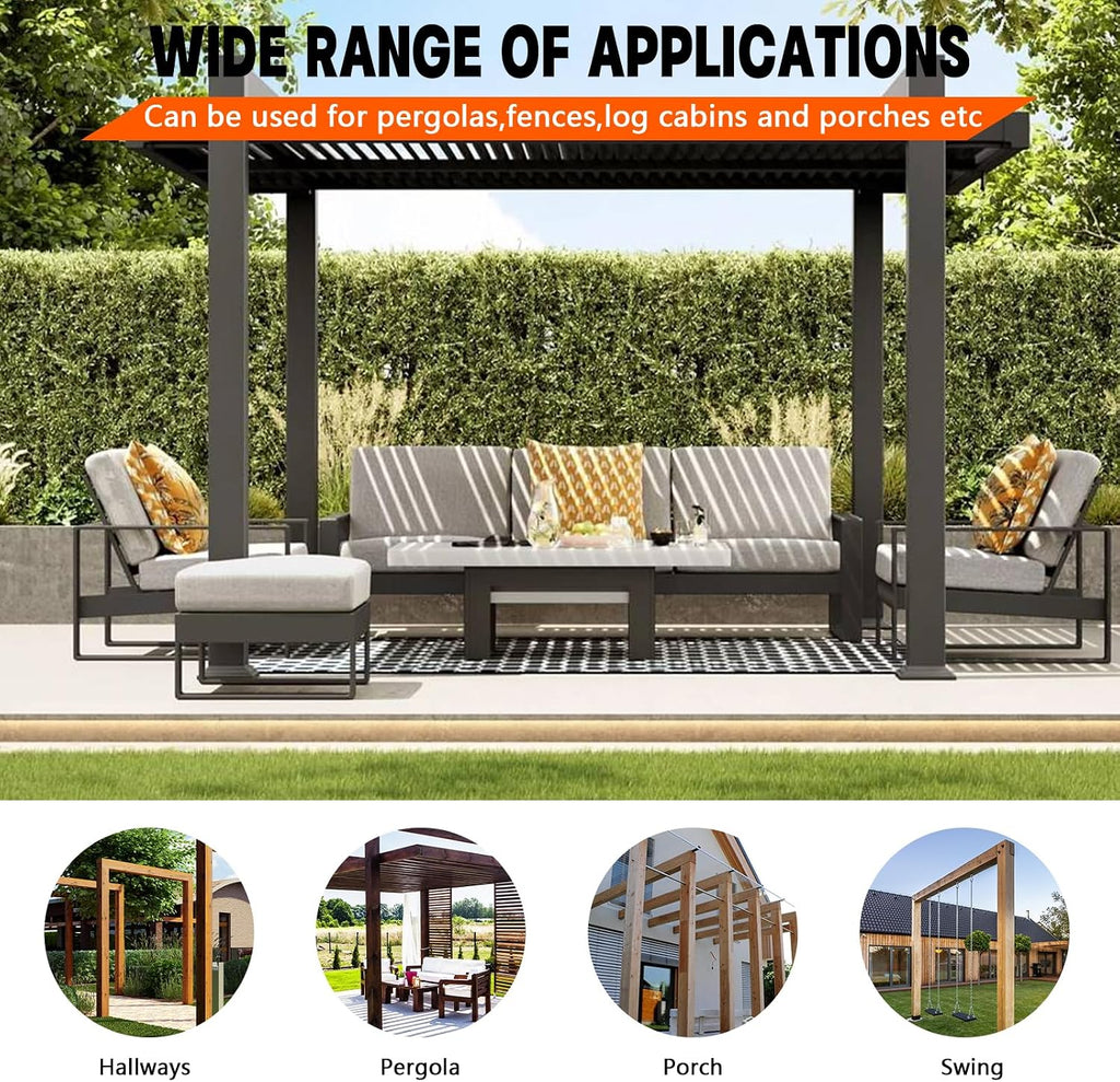 Pergola DIY Bracket Kits,2-Way L Shaped Corner Brackets for 4' x 4'(Actual:3.5' x 3.5') Lumber for Outdoor Pergola,Proch,Log Cabin W/Hardware - 4Pack…