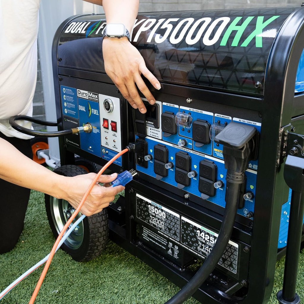 DuroMax XP15000HX 15,000-Watt Dual Fuel Portable Generator - Gas & Propane, Remote Electric Start, Whole Home Power Backup, Transfer Switch Ready, RV & Emergency Ready
