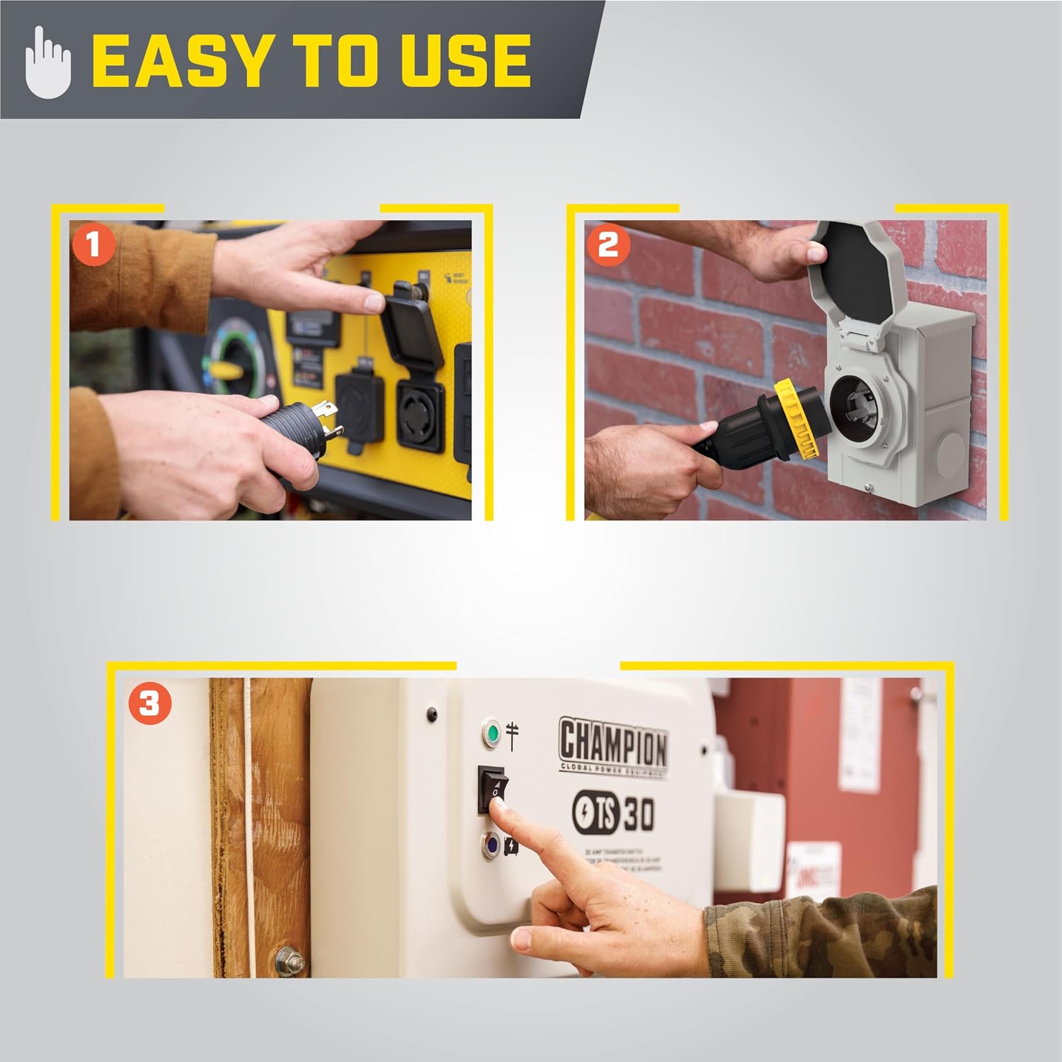 Champion Power Equipment 30-Amp Indoor-Rated Manual Transfer Switch with 25-Foot Generator Power Cord and Weather-Resistant Power Inlet Box