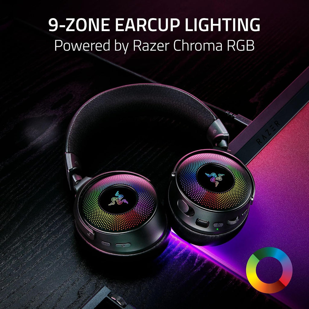 Razer Kraken V4 Pro Wireless Gaming Headset: OLED Control Hub - HD Haptics - 2.4GHz Wireless - Bluetooth - USB - 3.5 mm - Super Wideband Mic -(Renewed)