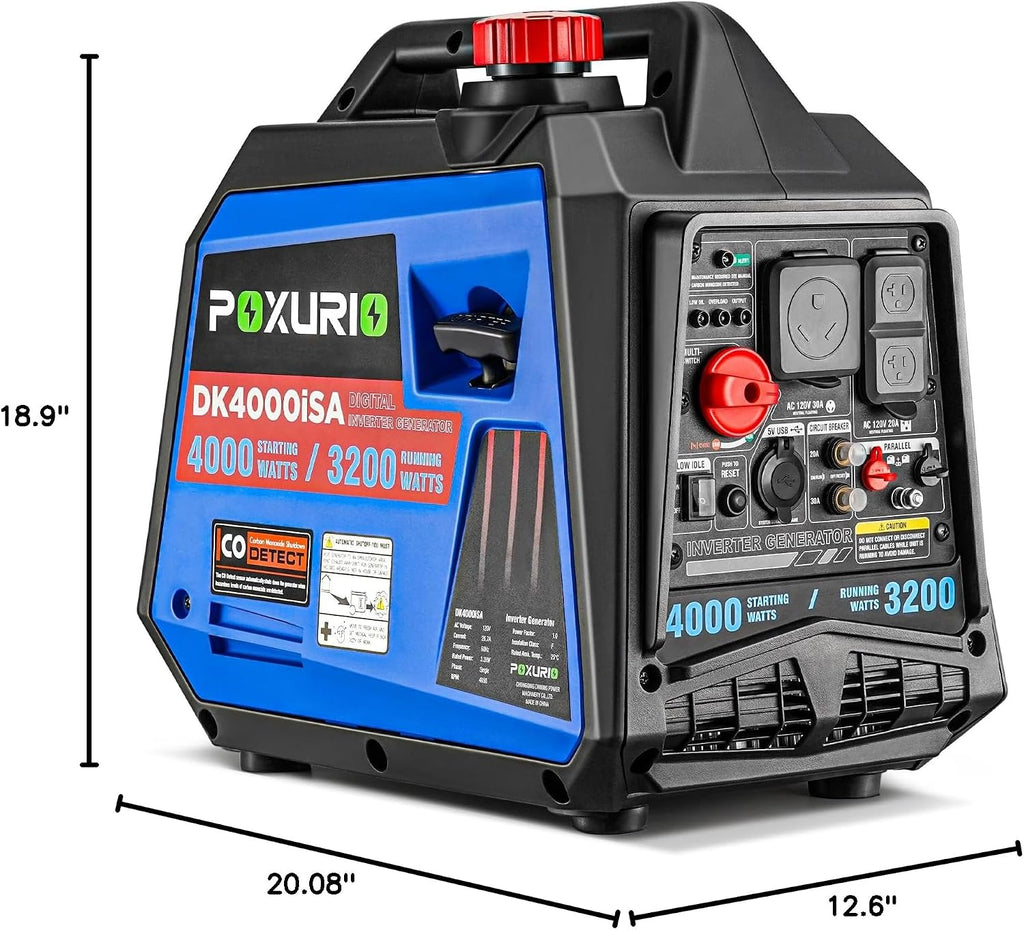 2550-Watt Portable Inverter Generator for Home Use, 1.06Gallon Large Fuel Tank Up to 10 Hours Use, 120V Gas Powered Generator Super Quiet - EPA Compliant-Sky Blue