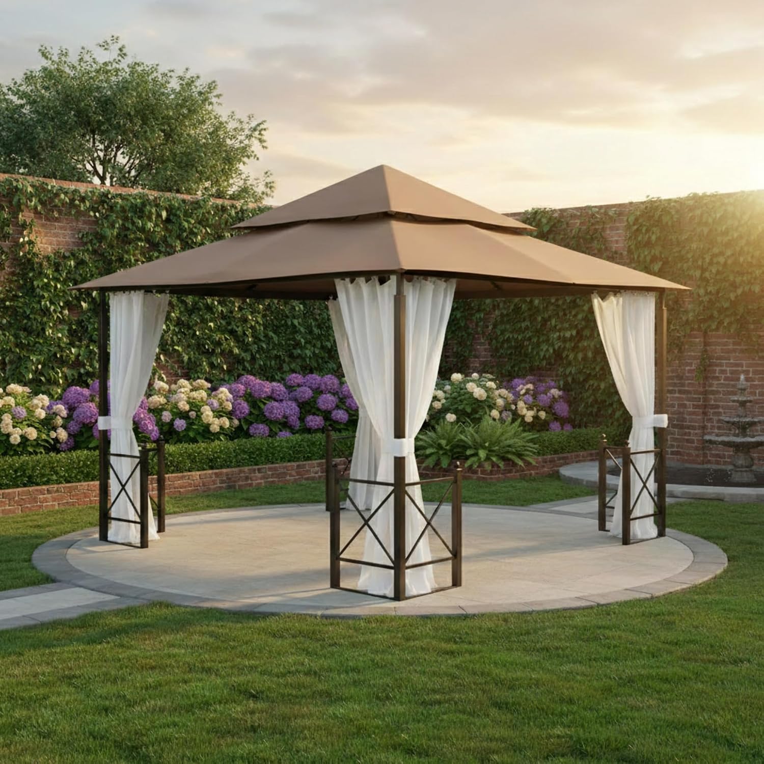 Garden Winds Reinforced RipLock 350 Replacement Canopy Top Cover Compatible with Harbor 12' x 12' Gazebo Models X1250B, GFS01250B, GFS01250A - Beige