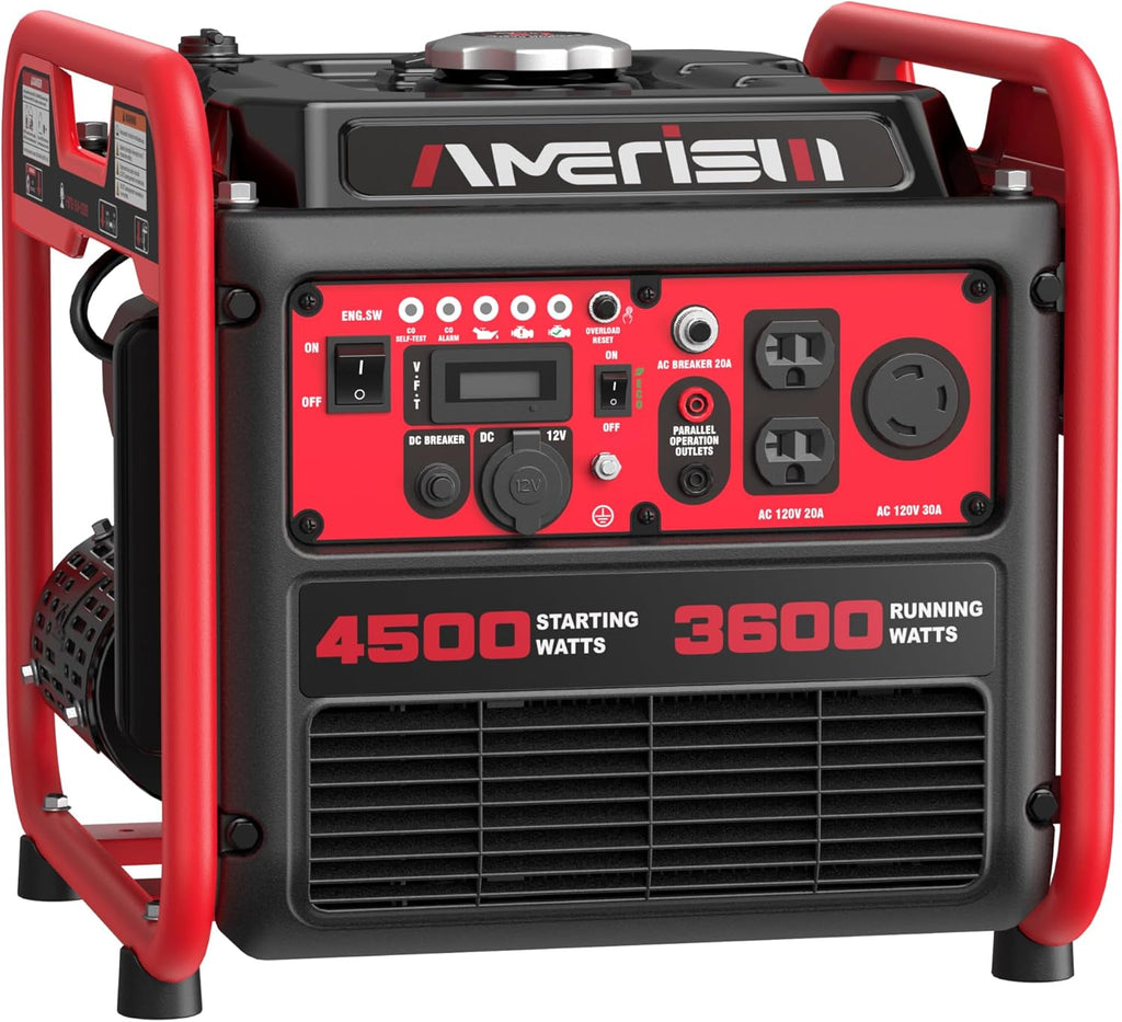 AMERISUN 4500W Gas-Powered Inverter Generator, CO-Sensor, Lightweight, Quiet EPA Compliant for Home, Emergency Backup, Camping, Tailgating, 2025 Version
