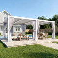 MELLCOM Louvered Pergola 12x20, Steel Aluminum Pergola with Adjustable Louvered Roofs, Outdoor Gazebo with Waterproof Curtains and Nets, White