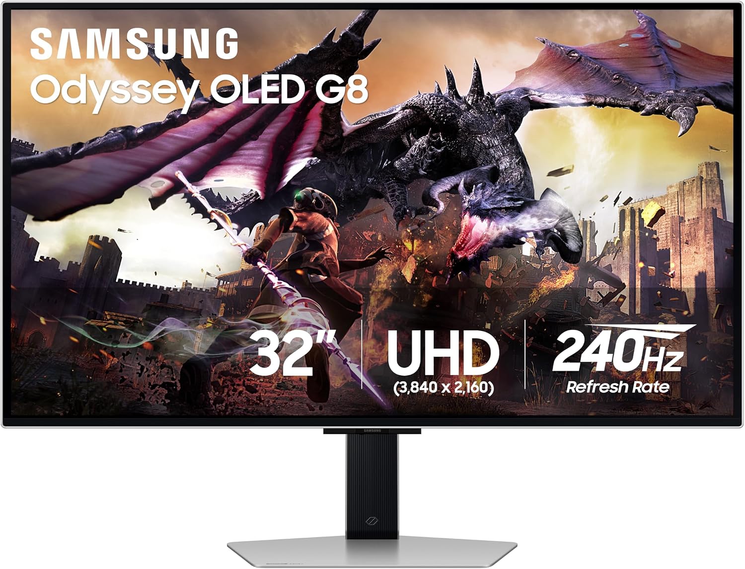 Samsung 32DG8 32 Inch Odyssey G80SD 4k UHD Smart Gaming Monitor with 6 Year Amber Protection Plan (2024)