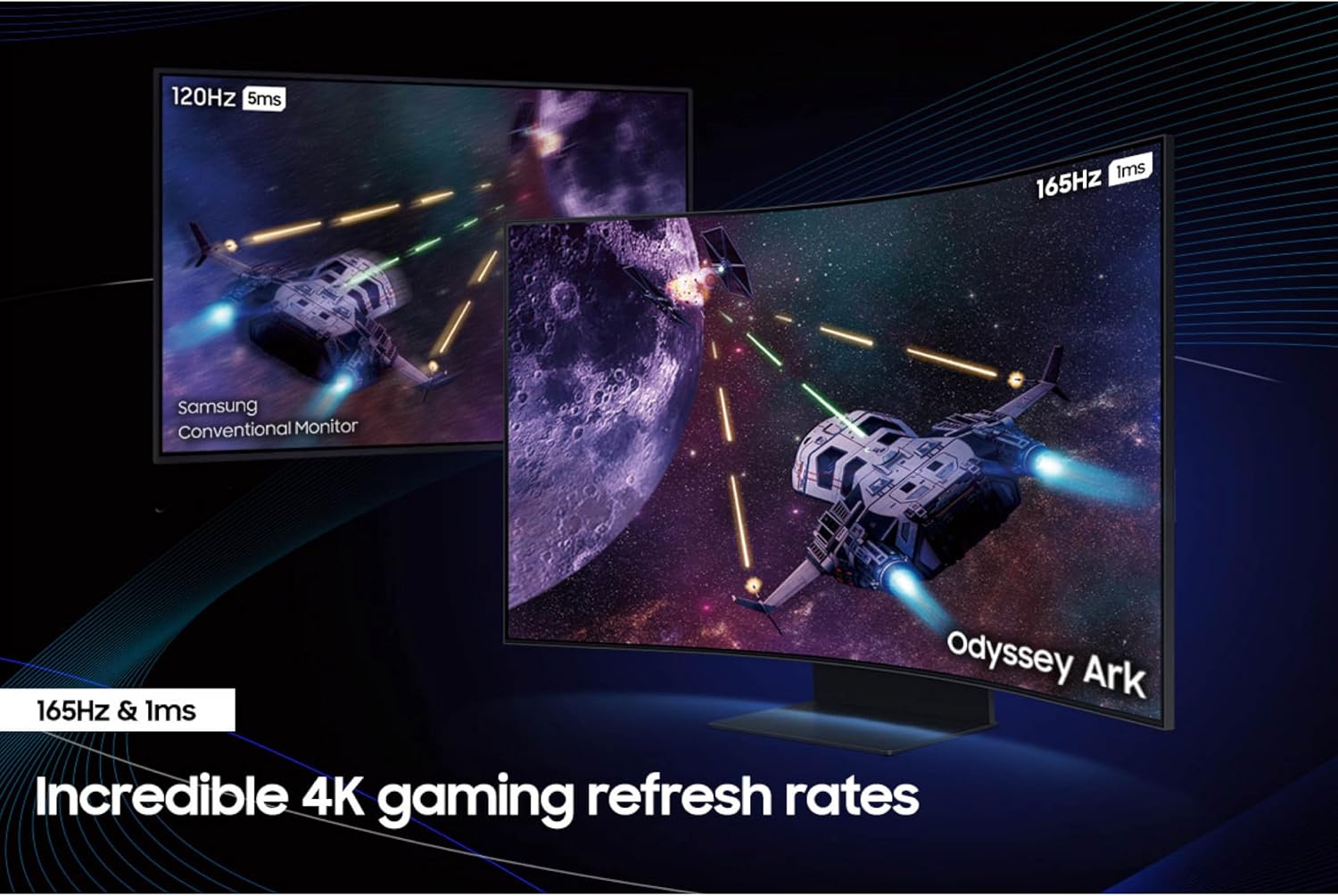 Samsung 55' Odyssey Ark 2nd Gen 4K UHD 1000R Curved Gaming Monitor, 165Hz, 1ms, 4 Input Multi View, Quantum Mini-LED, AMD FreeSync Premium Pro, HDR 10+, Height Adjustable Screen, LS55CG970NNXGO