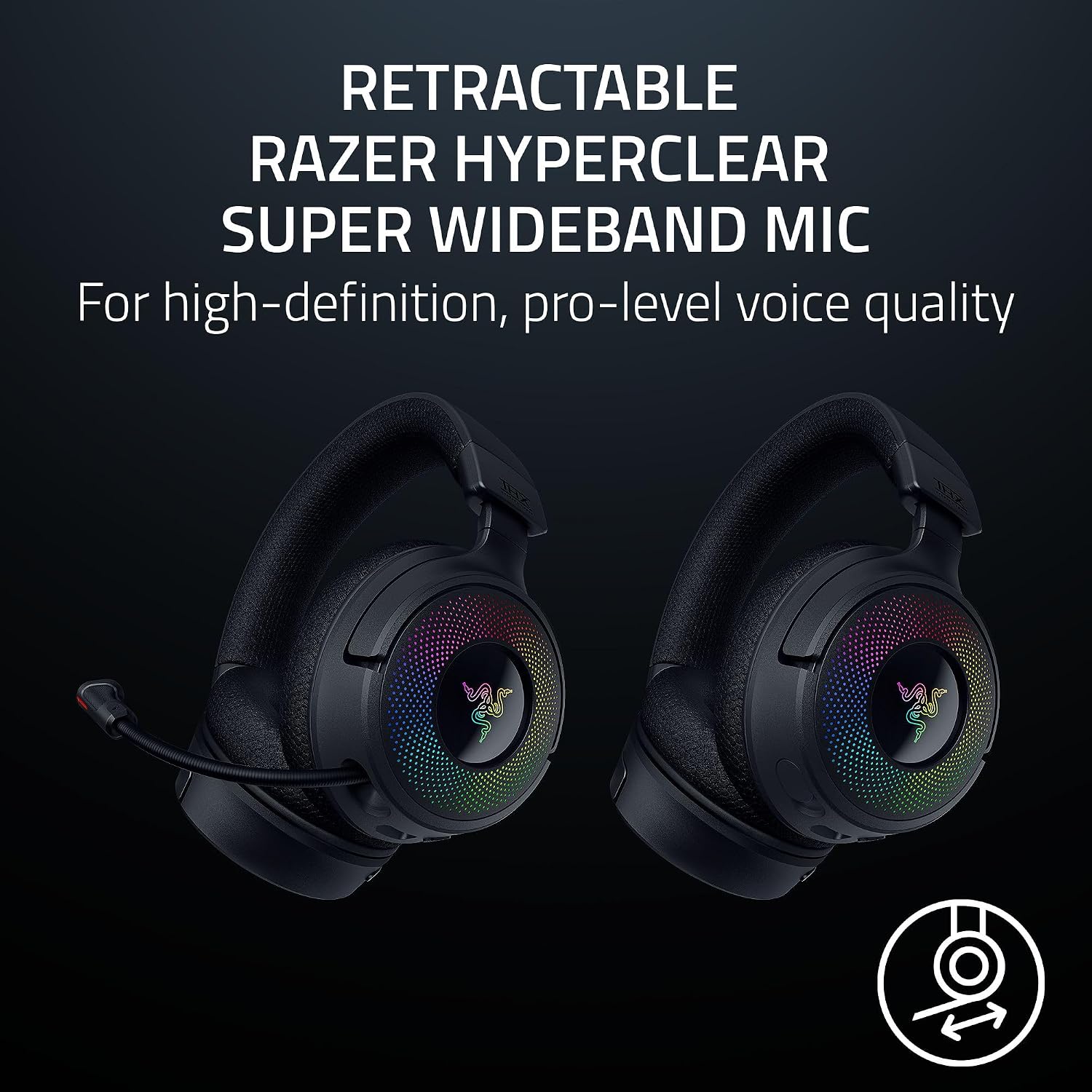 Razer Kraken V4 Wireless Gaming Headset: 2.4GHz, Bluetooth, USB - Super Wideband Mic - 40 mm Drivers - 9 Zone RGB Lighting - for PC, Mac, PS5, Nintendo Switch, Steam Deck, Smartphone - Black (Renewed)