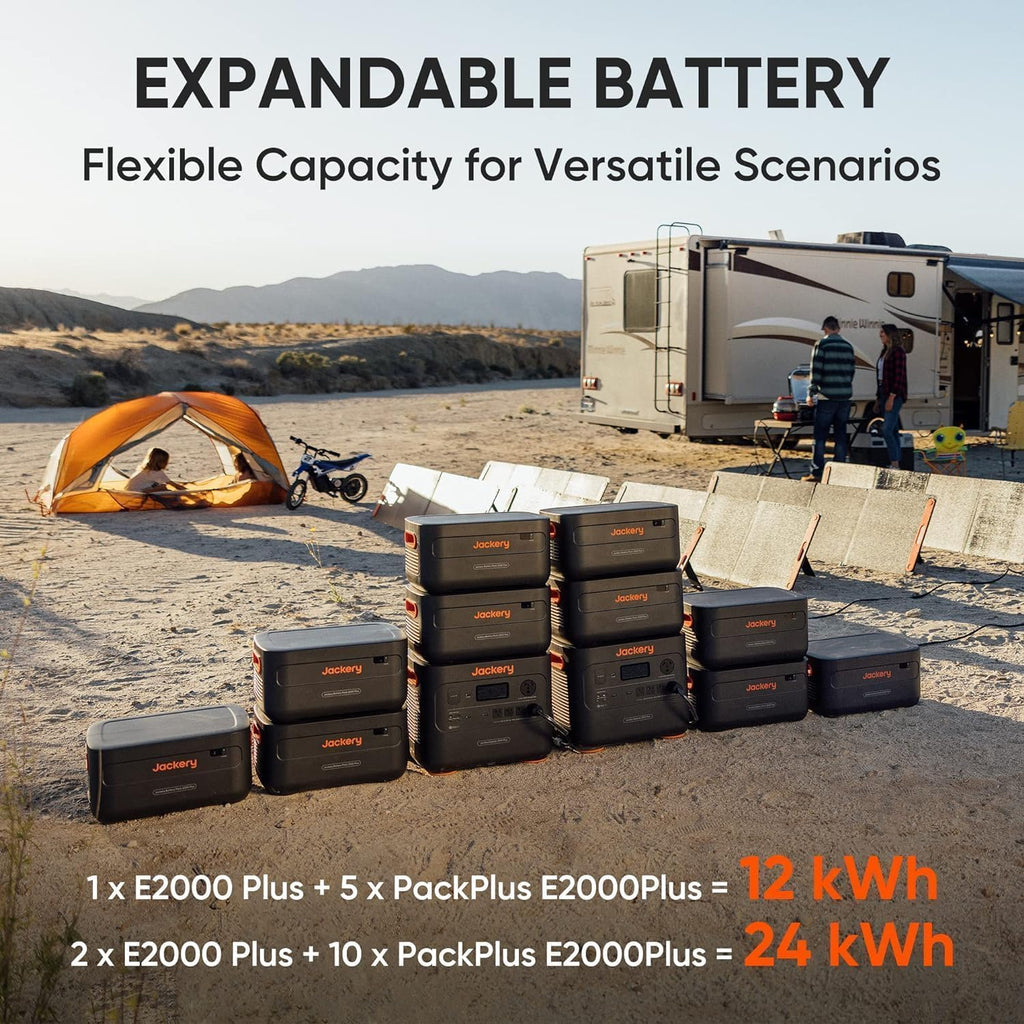 Jackery Explorer 2000 Plus Portable Power Station with AC Cable, 2042Wh LiFePO4 Solar Generator, 3000W AC Output, Expandable to 24kWh, UPS Home Backup for Emergency Camping RV(Solar Panel Optional)