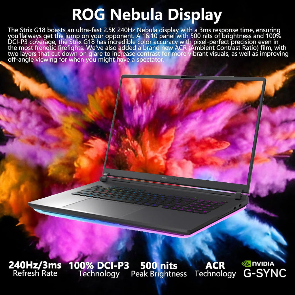 ASUS ROG Strix G18 G815 Gaming AI Laptop | 18' 2.5k IPS 240Hz (100% DCI-P3, 3ms) | Intel 24-Core Ultra 9 275HX | 32GB DDR5 2TB SSD | GeForce RTX 5060 | RGB Backlit Wi-Fi7 Win11 Pro w/DLCA Accessory