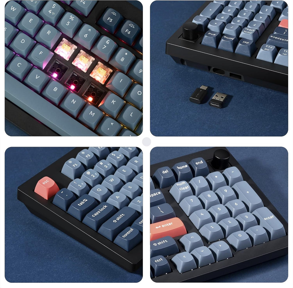 Keychron V5 Max Custom Wireless Mechanical Gaming Keyboard with Number Pad, 96% Layout QMK/VIA 2.4 GHz/Bluetooth 5.1/Wired, RGB Backlit Hot-Swappable Gateron Banana Switch for Mac Windows Linux