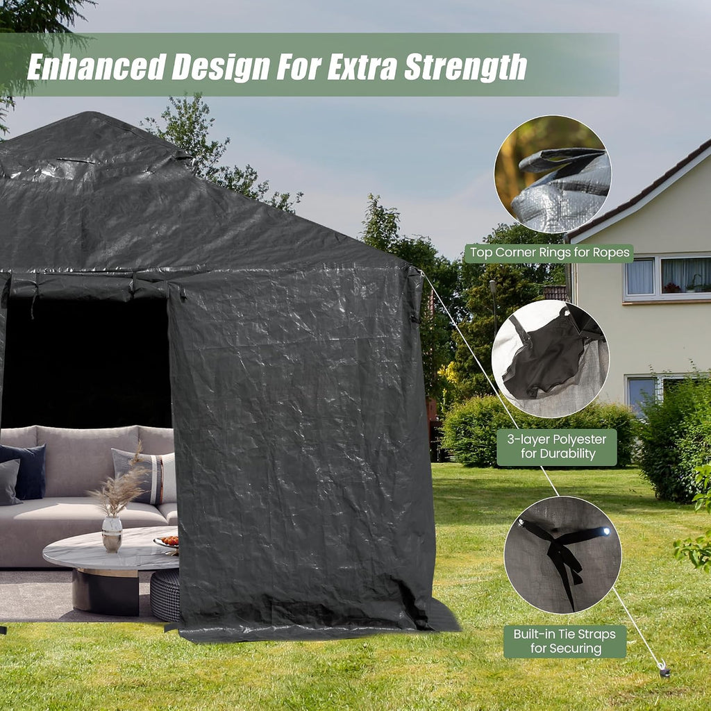 Domi 10' x 10' Winter Gazebo Cover, All Season Universal Waterproof Enclosed Cover with Sidewalls & Mesh Windows for Hardtop Gazebos, Heavy Duty All-Weather Outdoor Protection (Grey)