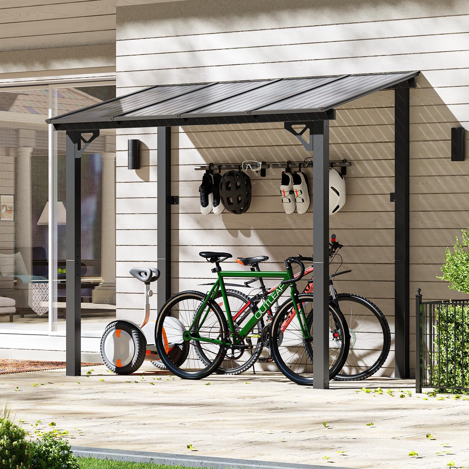 5' x 8' Gazebo for Patio, Gazebo Pergola with Sloped Roof, Large Wall-Mounted Heavy Duty Awnings, for Backyard