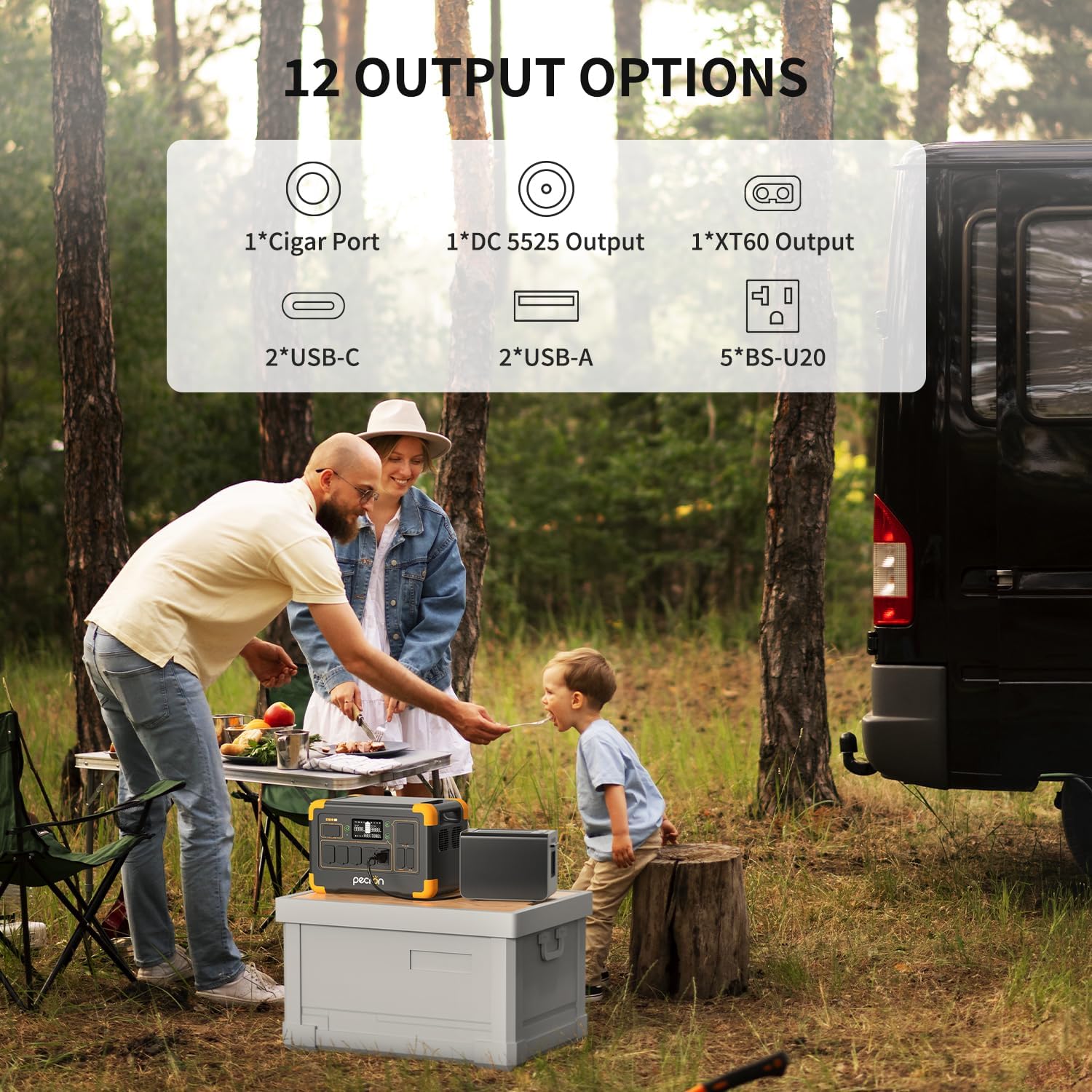 PECRON Solar Generator E1000LFP with 200W Solar Panel, 1024Wh/1800W LiFePO4 Battery Backup, Portable Power Station Expandable to 4096Wh, Fast Charging Power Station for Emergencies, Camping, RV, Home