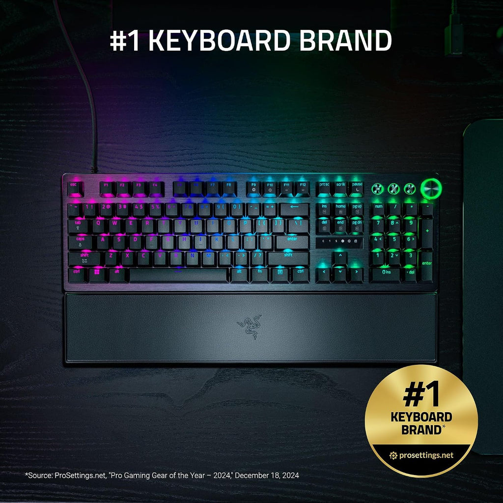 Razer Huntsman V3 Pro 8KHz Esports Gaming Keyboard: Analog Optical Switches Gen 2-8000 Hz Polling Snap Tap - Rapid Trigger - Adjustable Actuation - Media Controls - PBT Keycaps - Black