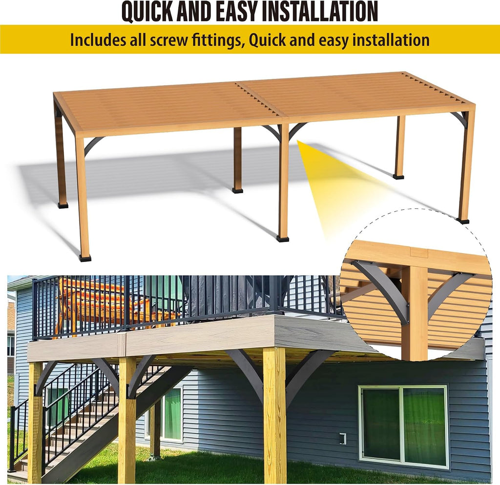 AECXM Heavy Duty 4''x4'' (Actual: 3.2''x3.2'') Arc 45° Angle Support Brackets, for gazebos, Decks, porches, Log Cabins and Other Wood Frame Degree Angle Pergola (4-Bracket)