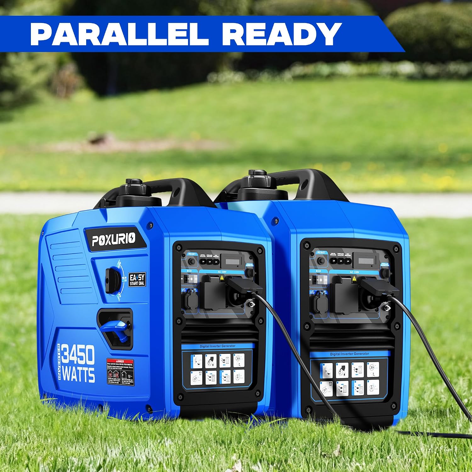 3450-Watt Portable Inverter Generator for Camping & RV, 1.6 Gallon Gas Tank for 8.3 Hours Use, 120V Gas Powered Generator Ultra-Quiet Operation, EPA Compliant, Blue