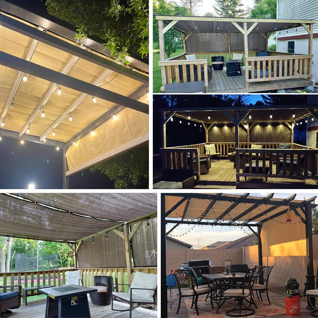 Patio 11' x 4' Pergola Cover Canopy Replacement Shade Cloth with Grommets Weighted Rods Outdoor Sun Shade Screen UV Block for Gazebo Backyard Deck Porch Balcony, Brown