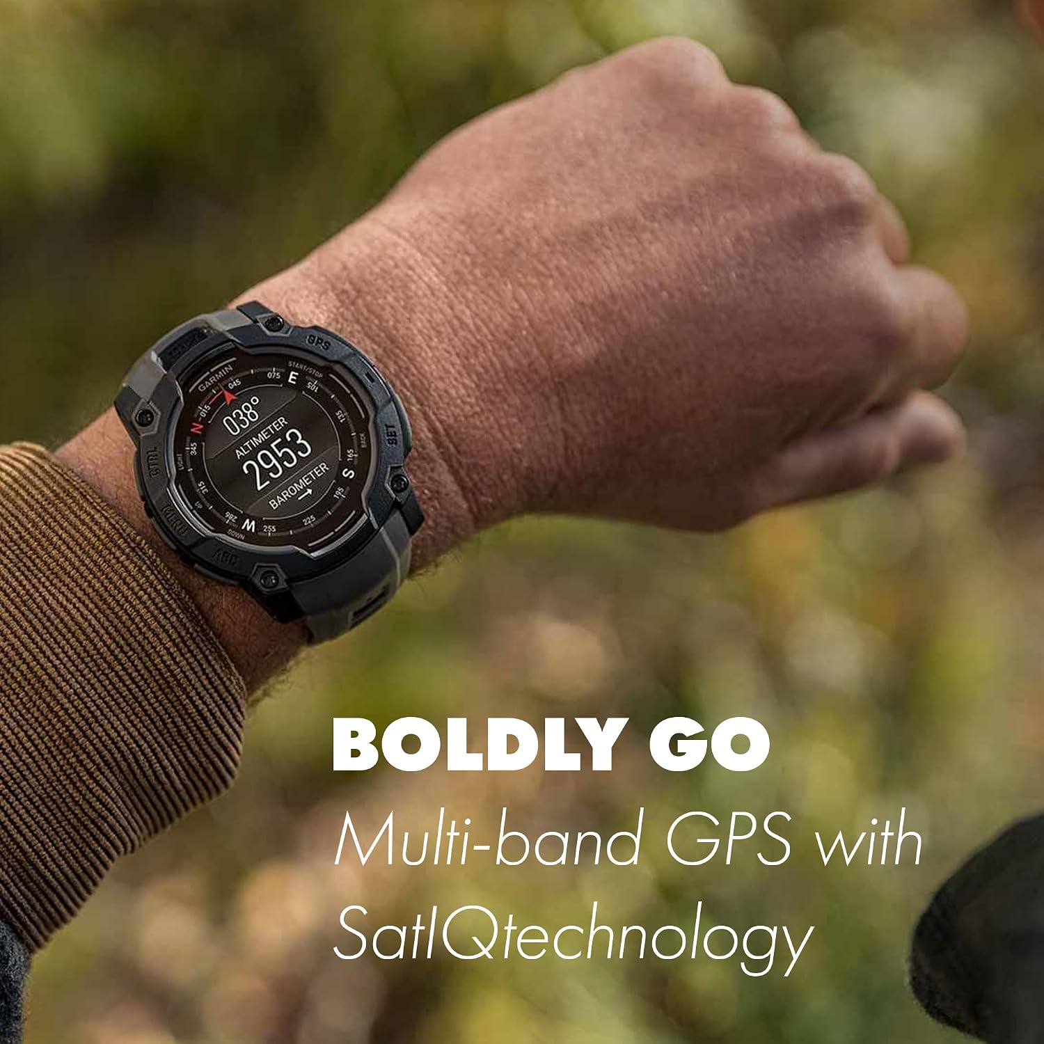 Garmin Instinct 3 Rugged GPS Smartwatch, 50 mm AMOLED Display, Multi-Band GPS with SatIQ, Built-in Flashlight, 24 Days Battery Life, Outdoor Sports and Navigation Feature Supernova Collection Watch