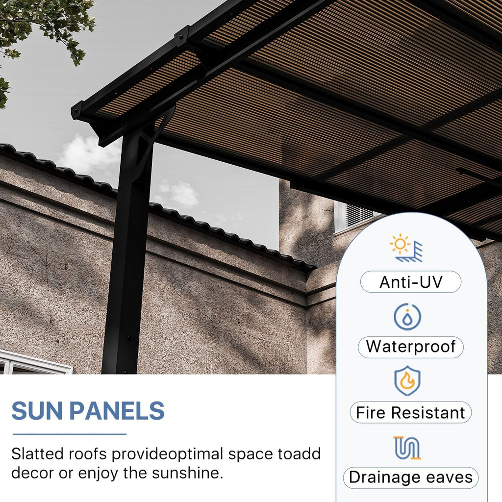 Gazebo for Patio 10' x 20', Gazebo Pergola with Sloped Roof, Large Wall-Mounted Heavy Duty Awnings, for Backyard, Deck, Patio