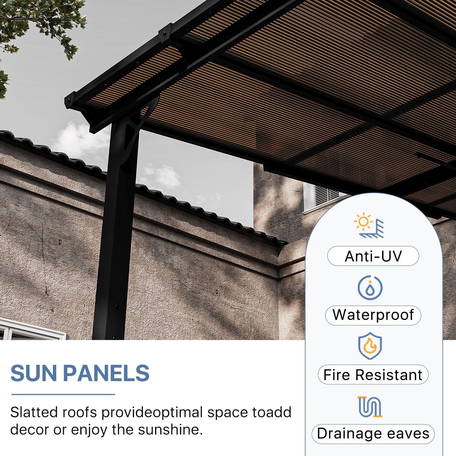 Gazebo for Patio 10' x 20', Gazebo Pergola with Sloped Roof, Large Wall-Mounted Heavy Duty Awnings, for Backyard, Deck, Patio