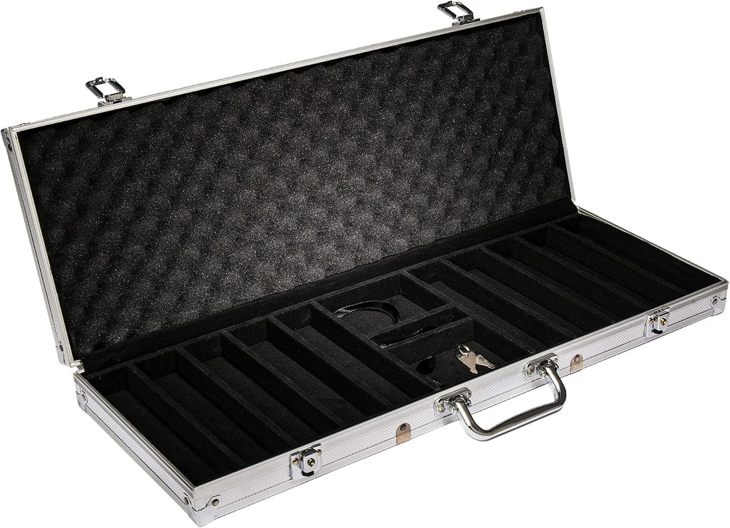 500 Count 'The Mint' Poker Chips in Aluminum Carrying Case, 13.5g Clay Composite Chips – Deluxe Set w/ 2 Playing Card Decks, Dealer Button, & 5 Dice by Claysmith Gaming