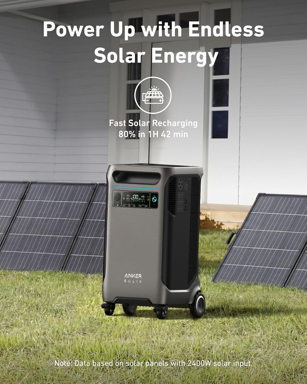Anker SOLIX F3800 Portable Power Station with 400W Bifacial Solar Panel, 3,840Wh LiFePO4 Battery, 6,000W AC Output (120V / 240V), Solar Generator for Home Use, RV, Emergency Backup, Power Outages