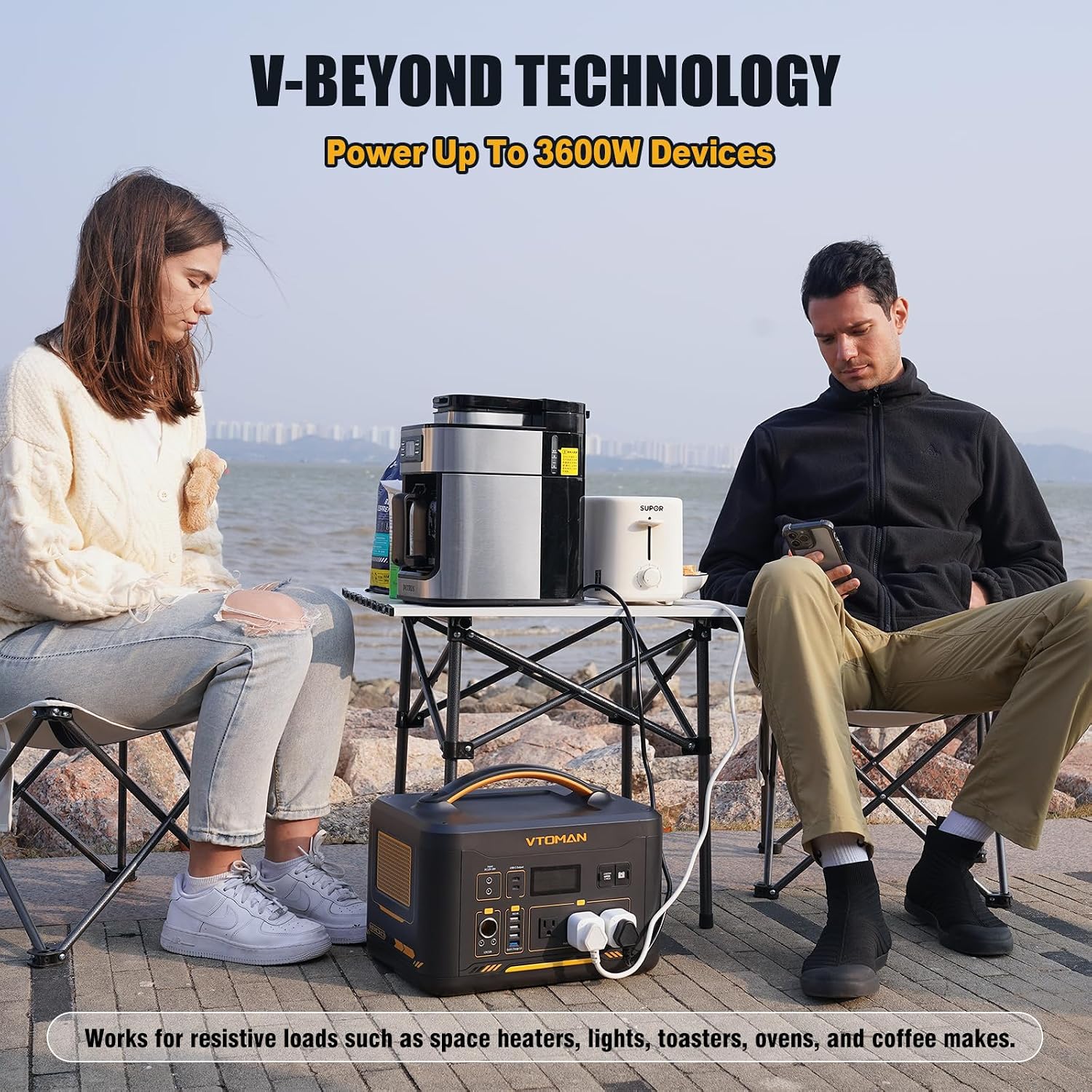 VTOMAN Jump 1800 Portable Power Station &12V Car Jump Starter, 1548Wh LiFePO4 Battery Solar Generator with Jumper Cable, 1800W 3xAC Outlets, 2xPD 100W for Camping Roadside Rescue