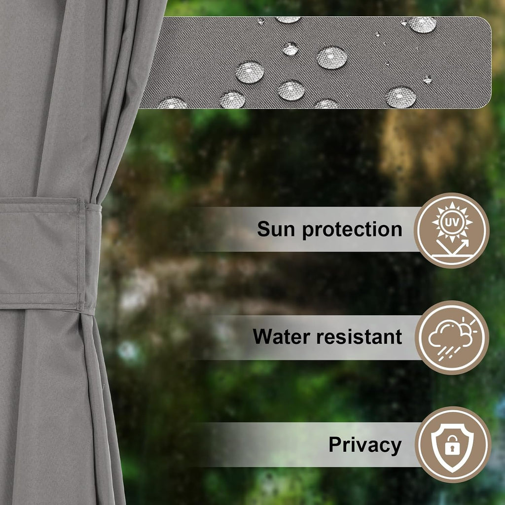 COWVIE 4-Panel 12' x 14' Gazebo Replacement Curtains, Patio Privacy Sidewalls with Double Zipper, Replacement for Outdoor Gazebo Canopy (Curtain Only)
