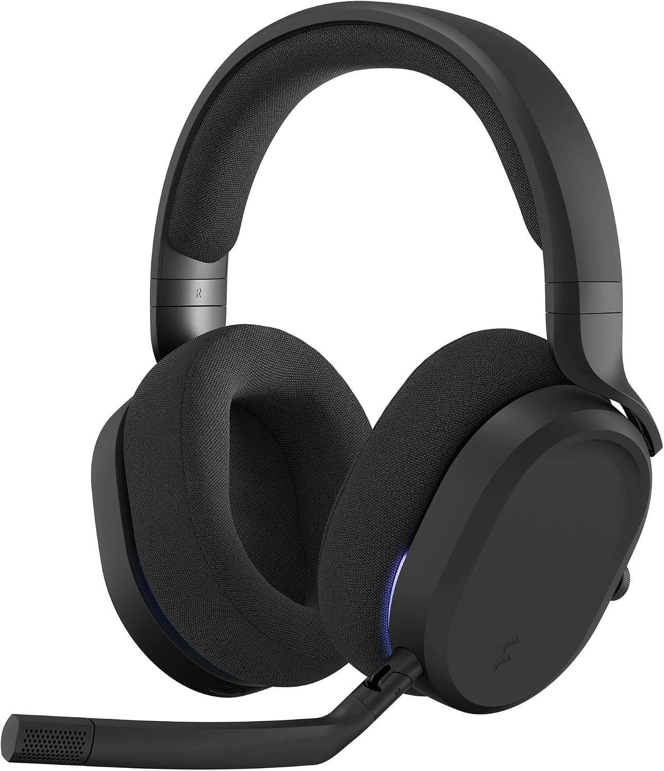 Fractal Design Scape Dark - Wireless PC Gaming Headset - Detachable Flip-to-Mute Microphone with Noise Cancellation - Battery Life Up to 40 Hours - Configurable Ambient Lighting - Black