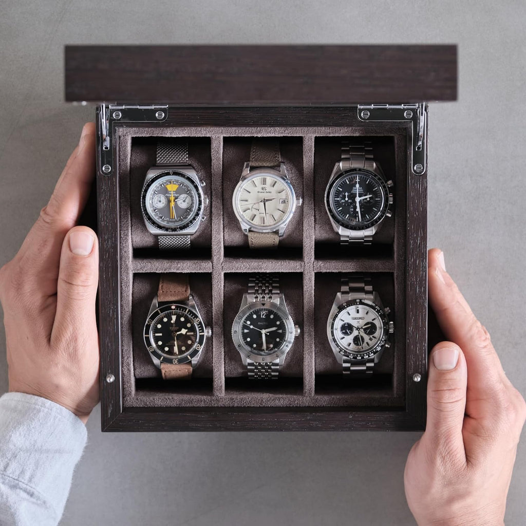TAWBURY Wooden Watch Box Organizer for Men – 6 Slot Watch Box for Men | Luxury Watch Case for Men | Wood Watch Box Unisex | Wood Glass Watch Box Case Organizer | Wooden Watch Boxes for Men 6 Slot