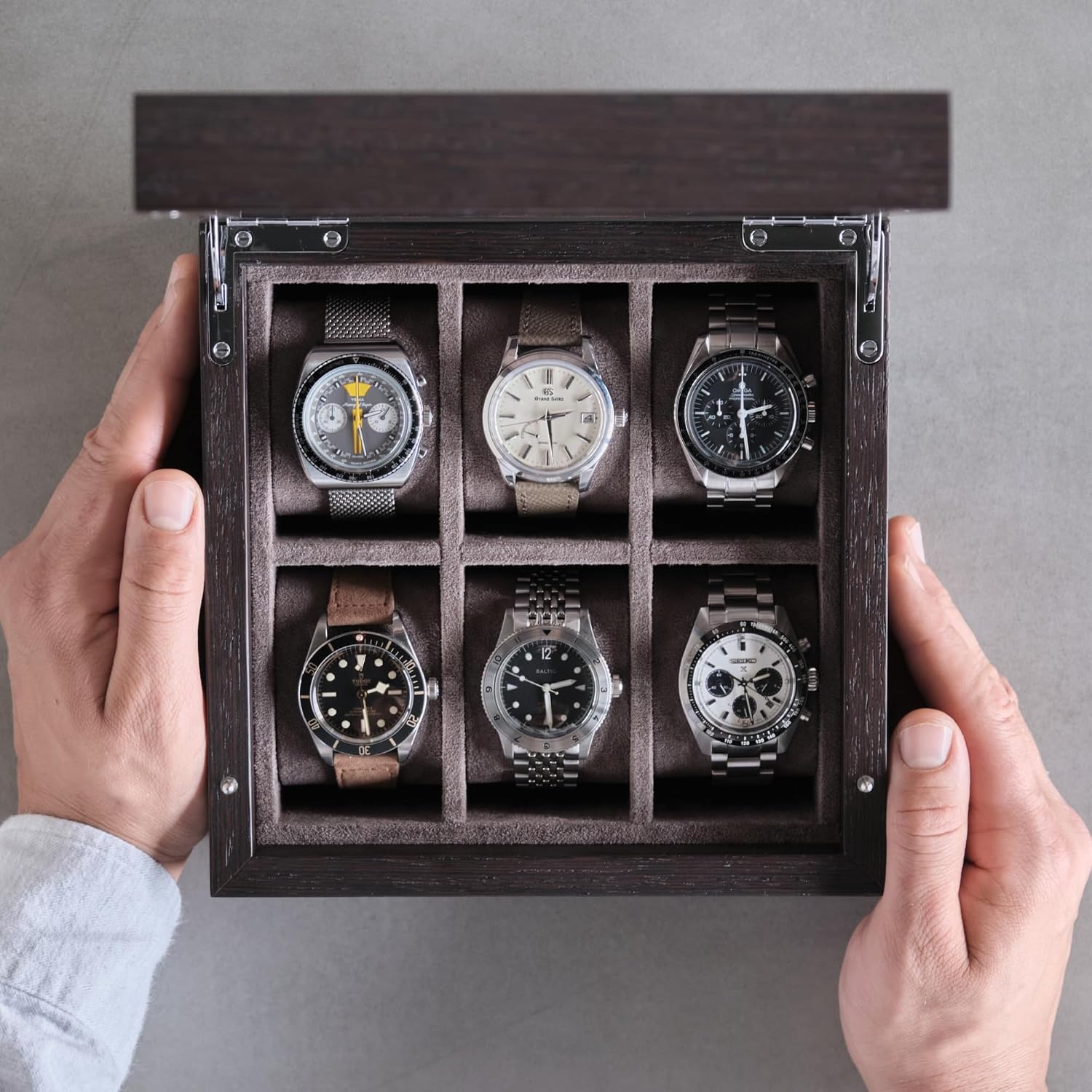 TAWBURY Wooden Watch Box Organizer for Men – 6 Slot Watch Box for Men | Luxury Watch Case for Men | Wood Watch Box Unisex | Wood Glass Watch Box Case Organizer | Wooden Watch Boxes for Men 6 Slot