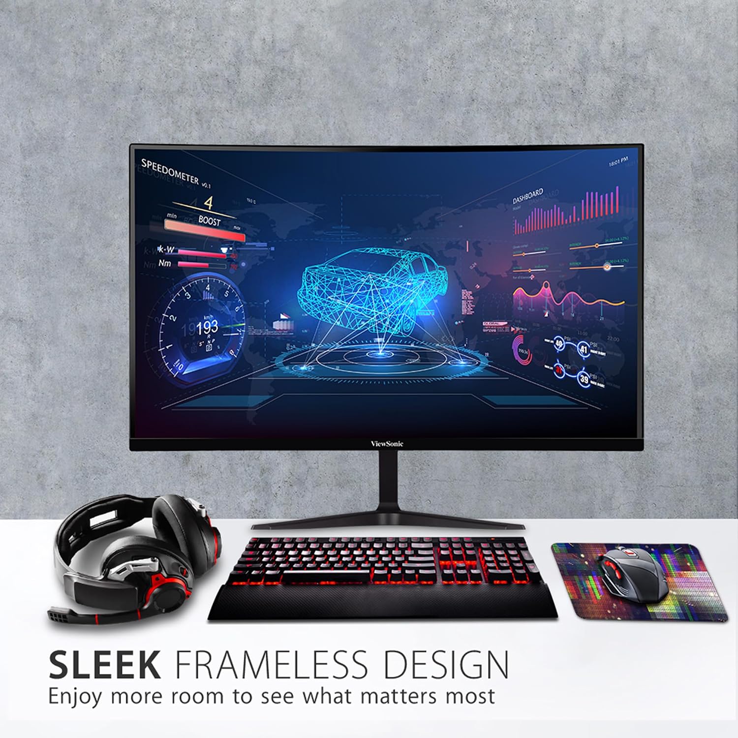 ViewSonic VX3218-PC-MHD 32 Inch Full HD 1080p 165Hz 1ms Curved Gaming Monitor with Adaptive-Sync Eye Care Frameless HDMI and Display Port (Renewed)