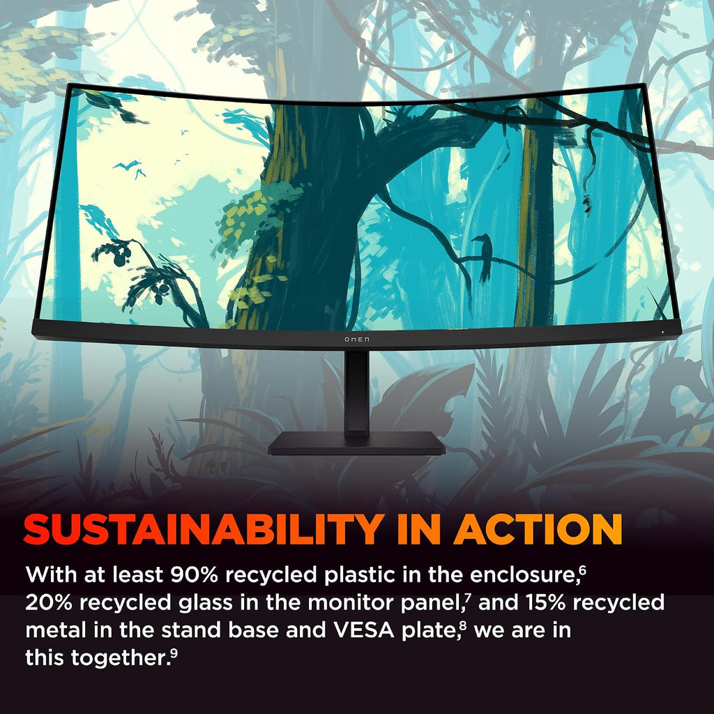 HP OMEN 34 inch WQHD 180Hz Curved Gaming Monitor, Wide QHD Display (3440 x 1440), VA Panel, VESA DisplayHDR 400, 1ms MPRT (with Overdrive), AMD FreeSync Premium Technology, Black, OMEN 34c G2 (2025)