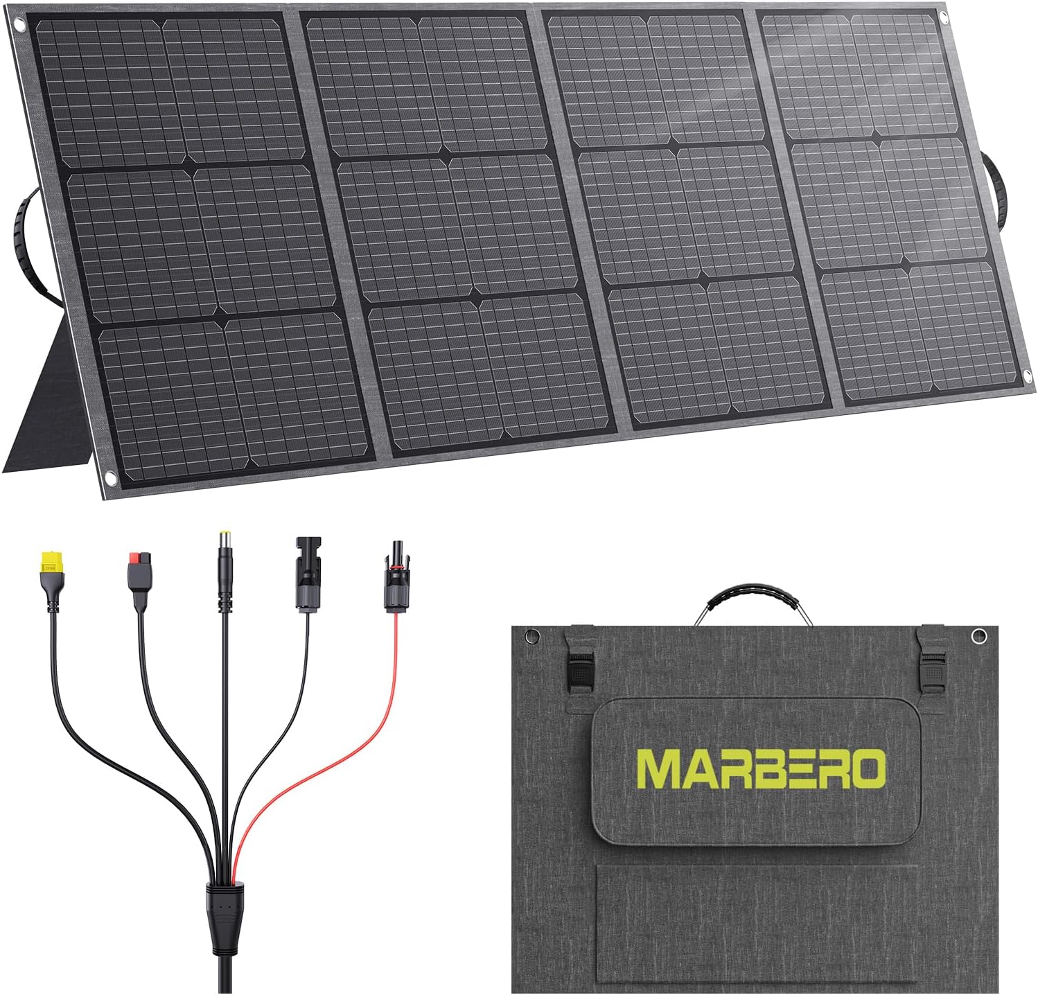 MARBERO 200W Portable Solar Panel for Power Station IP68 Waterproof 200 Watt Foldable Solar Charger >23% High Efficiency Compatible with Solar Generator for Camping RV Outdoor Cloudy