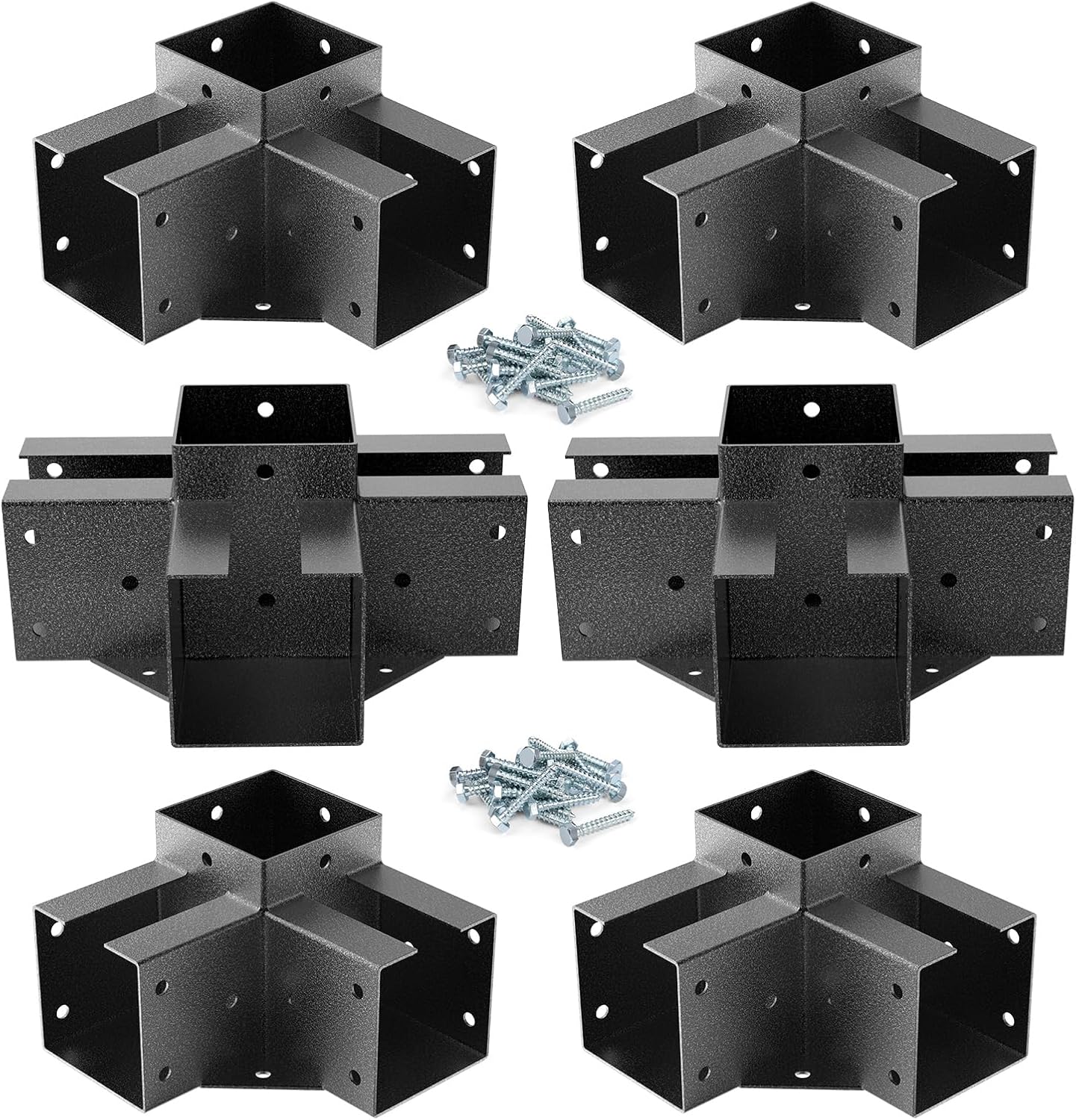 Eapele Pergola Kits with 3-Way & 4-Way Corner Brackets for 4'x 4' Lumber, Powder Coated Steel Made for Gazebos, Patio Pergolas, Log Cabin Outdoor Pergola Hardware
