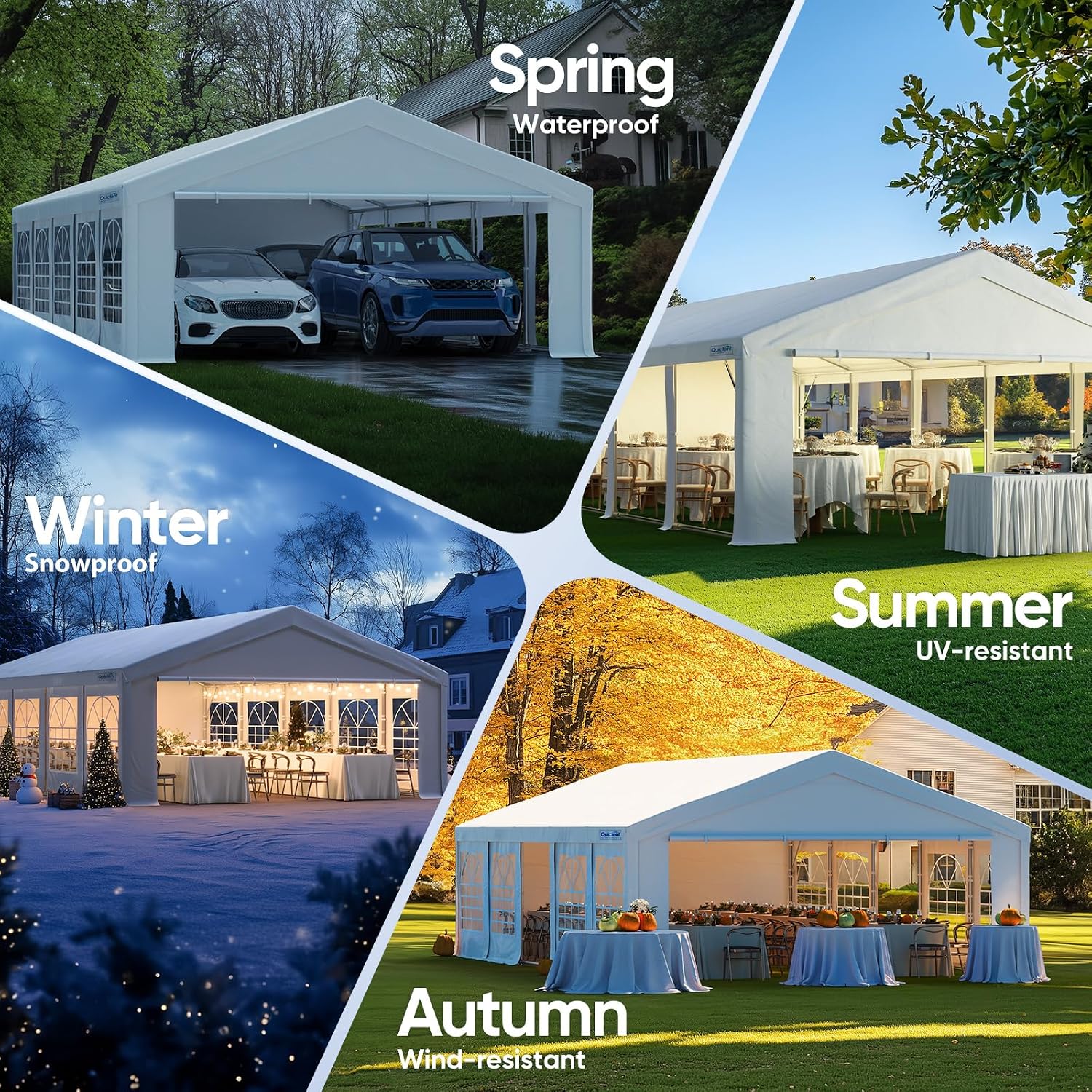 Quictent 20x32ft Party Tent Heavy Duty Outdoor Gazebo White Wedding Tent Canopy Event Shelter Carport with Removable Sidewalls& 5pcs Storage Bags