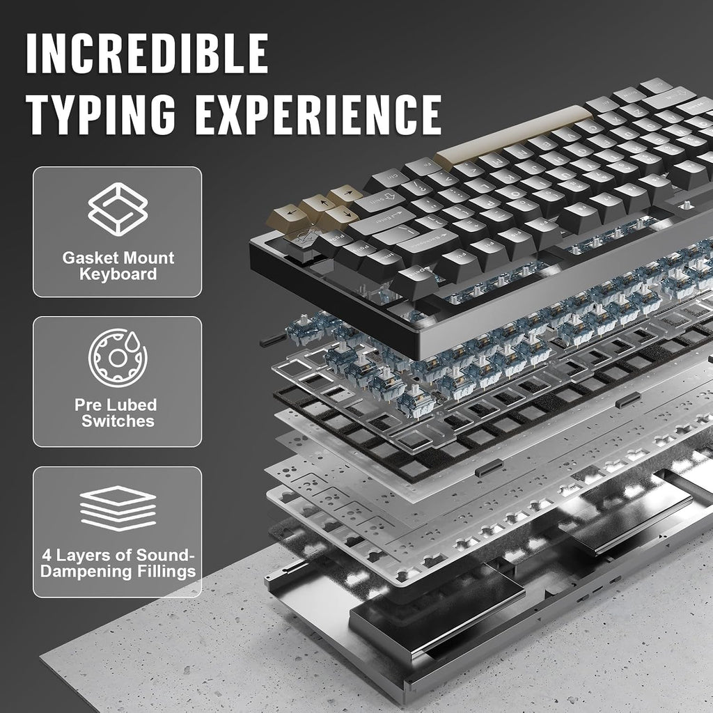 YUNZII AL75 PRO 75% Wireless Mechanical Gaming Keyboard,Full Aluminum CNC,BT/2.4G/Wired,PBT Keycaps,Gasket Mounted Hot Swap,Custom RGB Backlight, Programmable for Mac/Win (Black, Gateron Zero)
