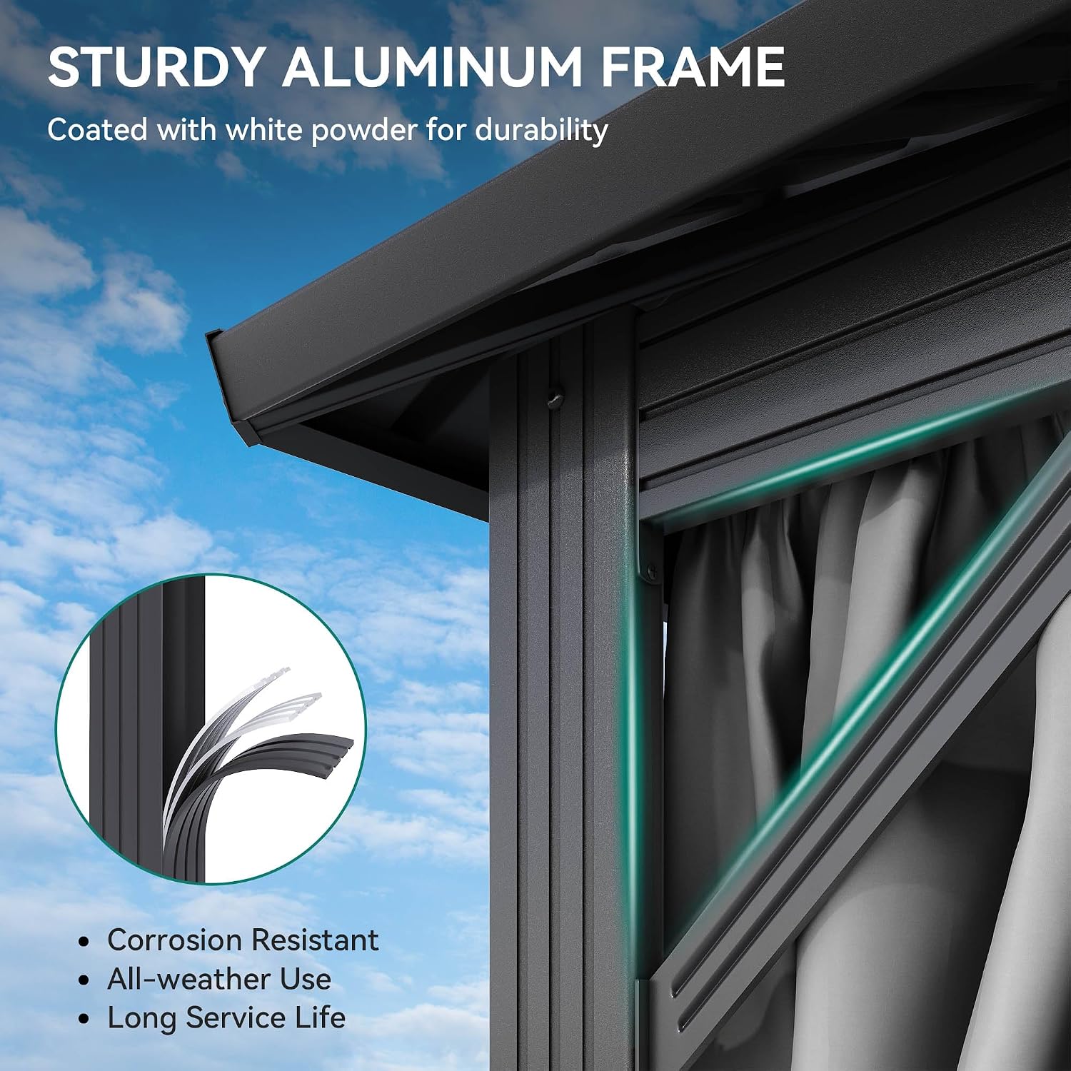YITAHOME 12X18FT Metal Hardtop Gazebo Double Roof Canopy Galvanized Iron Aluminum Garden Gazebo Curtains Netting for Patios Backyards Decks Lawns